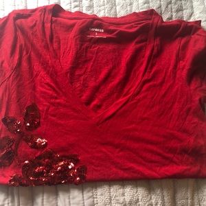 Express red sequin shirt